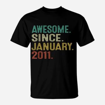 11 Years Old Awesome Since January 2011 11Th Birthday Gift T-Shirt | Crazezy DE