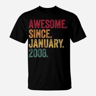 12Th Birthday Gifts Awesome Since January 2008 12 Years Old T-Shirt | Crazezy CA