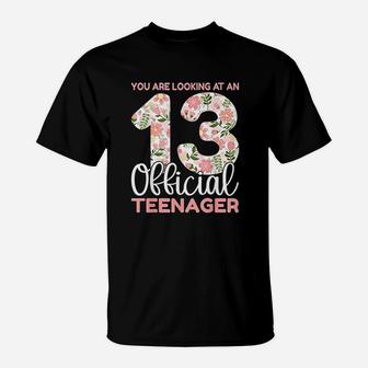 13Th Birthday 13 Years Floral Teenager Birthday T-Shirt | Crazezy UK