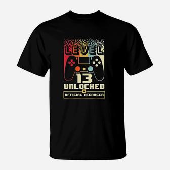 13Th Birthday Gift Boys Level 13 Unlocked Official Teenager T-Shirt | Crazezy AU