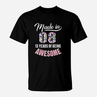 13Th Birthday Gift Girl Born In 2008 13 Years Old T-Shirt | Crazezy AU