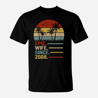 13Th Wedding Anniversary For Her Retro Epic Wife Since 2008 T-Shirt | Crazezy