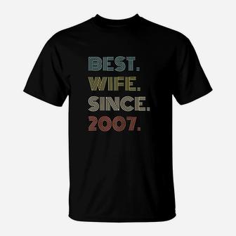14Th Wedding Anniversary Gift Best Wife Since 2007 T-Shirt | Crazezy