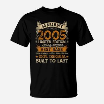 16Th Birthday Gift 16 Years Old Retro Vintage January 2005 T-Shirt | Crazezy