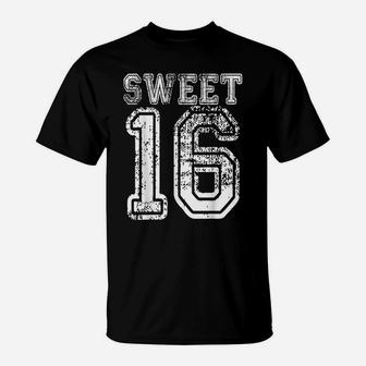 16Th Birthday Gift Teen Sweet Sixteen 16 Varsity Crack T-Shirt | Crazezy