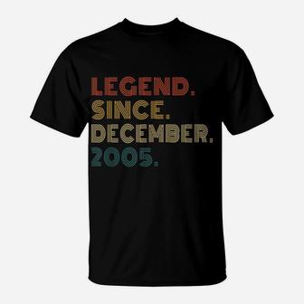16Th Birthday Legend Since December 2005 16 Year Old Gifts T-Shirt | Crazezy CA