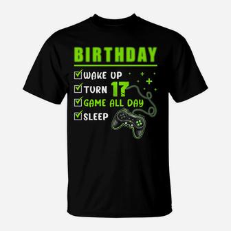 17 Year Old Gamer Boys Kids 17Th Perfect Birthday Gaming T-Shirt | Crazezy DE
