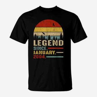 17 Years Old Retro Birthday Gift Legend Since January 2004 T-Shirt | Crazezy