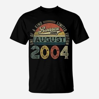 17Th Birthday Decorations August 2004 Boy Girl 17 Years Old T-Shirt | Crazezy DE