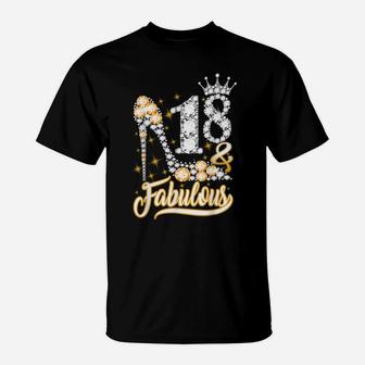 18 & Fabulous 18 Years Old 18Th Birthday Diamond Crown Shoes T-Shirt | Crazezy AU