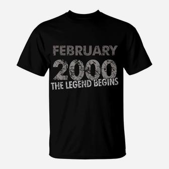 19Th Birthday Shirt - February 2000 - The Legend Begins T-Shirt | Crazezy