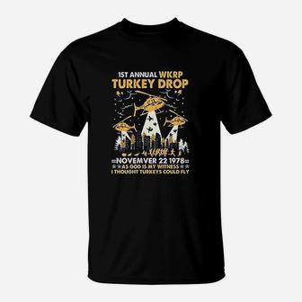 1St Annual Wkrp Turkey Drop November 22 1978 Funny Thanksgiving Day T-Shirt | Crazezy DE