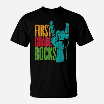 1St First Grade Rocks Back To School Gift For Teacher Pupil T-Shirt | Crazezy DE