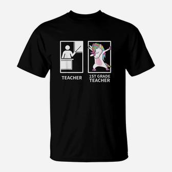 1St Grade Teacher Dabbing Unicorn T-Shirt | Crazezy UK