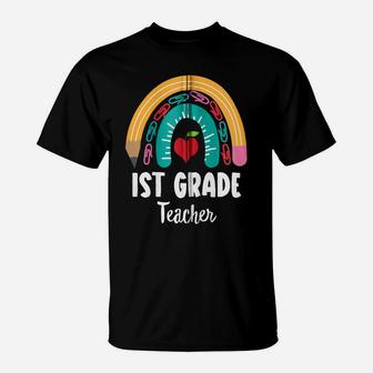 1St Grade Teacher, Funny Boho Rainbow For Teachers Zip Hoodie T-Shirt | Crazezy