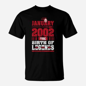 2002 The Birth Of Legends Fun Gift For 18 Yrs Years Old 18Th T-Shirt | Crazezy UK
