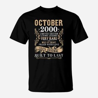 21 Years Old 21St Birthday Decoration Vintage October 2000 T-Shirt | Crazezy
