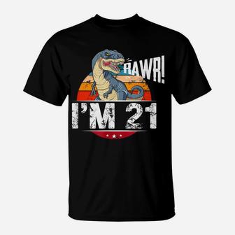 21St Birthday Dinosaur T Shirt 21 Years Old Party Gift Idea T-Shirt | Crazezy