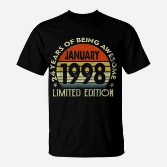 24 Year Old 24Th Birthday Gifts Vintage January 1998 T-Shirt | Crazezy AU