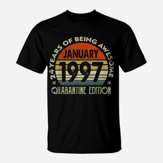 24Th Birthday Gift 24 Years Old Retro Vintage January 1997 T-Shirt | Crazezy