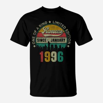 25 Years Old Vintage January 1996 25Th Birthday Gift T-Shirt | Crazezy UK
