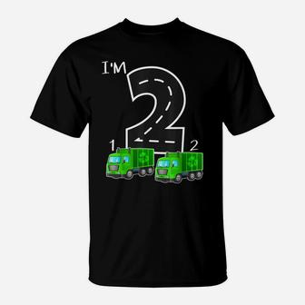 2Nd Birthday Garbage Truck Garbage Day I'm 2 Counting 123 T-Shirt | Crazezy UK