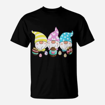 3 Easter Gnomes Pastel Spring Egg Hunt Hunting Candy Eggs T-Shirt | Crazezy