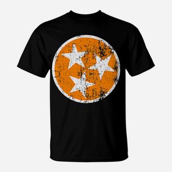 3 Star Tn State Flag Gifts Orange And White Tennessee Flag T-Shirt | Crazezy