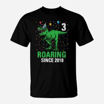 3 Year Old 3Rd Birthday Boy Toddler Dinosaur Kids Gift Tee T-Shirt | Crazezy CA