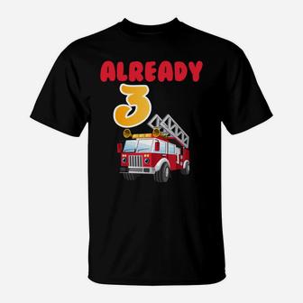 3 Years Old Birthday Boy Idea - I Am Already 3 Fire Sweatshirt T-Shirt | Crazezy DE