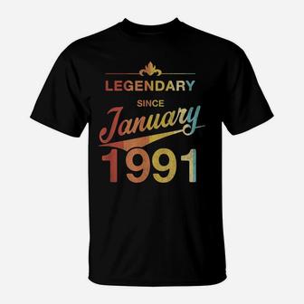 30 Year Old Gift 30Th Birthday Vintage Born In January 1991 T-Shirt | Crazezy UK
