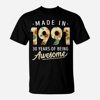30 Years Old Girl Gifts 30Th Birthday Made Born 1991 Women T-Shirt | Crazezy CA