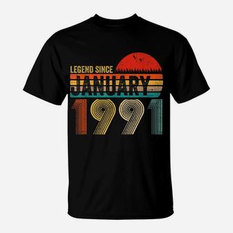 30 Years Old Retro Birthday Gift Legend Since January 1991 T-Shirt | Crazezy AU