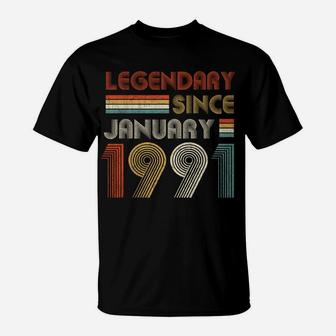 30Th Birthday Gift 30 Years Old Legendary Since January 1991 T-Shirt | Crazezy