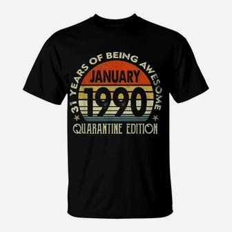 31St Birthday Gift 31 Years Old Retro Vintage January 1990 T-Shirt | Crazezy
