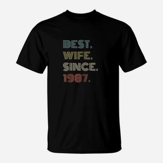 34Th Wedding Anniversary Gift Best Wife Since 1987 T-Shirt | Crazezy