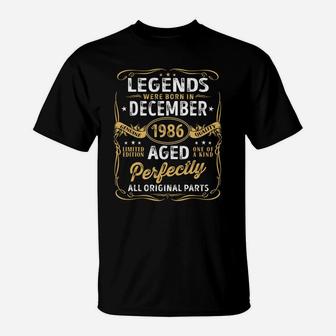 35Th Birthday Decoration Legends Were Born In December 1986 T-Shirt | Crazezy
