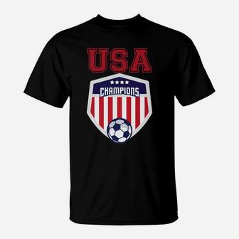 4 Stars Red Usa Champions Flag Football Team Play Game Goal T-Shirt | Crazezy