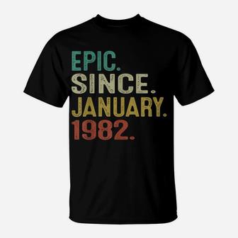 40 Years Old Vintage Epic Since January 1982 40Th Birthday T-Shirt | Crazezy AU