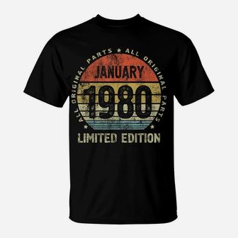 40Th Birthday Anniversary Gift For Her - Born January 1980 T-Shirt | Crazezy