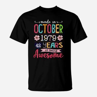 42 Years Old Floral Awesome Since October 1979 42Nd Birthday T-Shirt | Crazezy UK