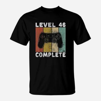 46Th Birthday Men Gaming Level 46 Complete T-Shirt | Crazezy
