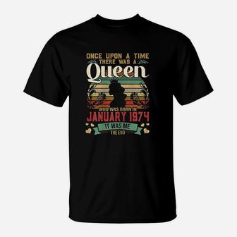 47 Years Birthday Girls 47Th Birthday Queen January 1974 T-Shirt | Crazezy