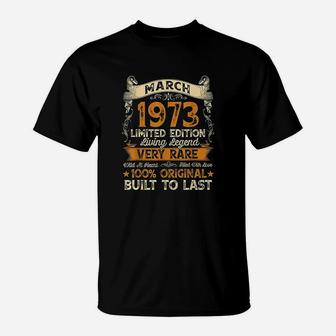 48Th Birthday Gift 48 Years Old Retro Vintage March 1973 T-Shirt | Crazezy