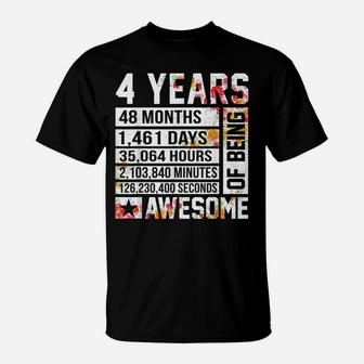 4Th Birthday 4 Years Old Being Awesome Flower Kids Girls T-Shirt | Crazezy