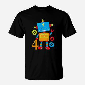 4Th Birthday Cute Robot T-Shirt | Crazezy UK