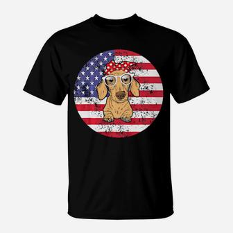4Th Of July Gift Idea American Flag Dachshund Lovers T-Shirt - Monsterry