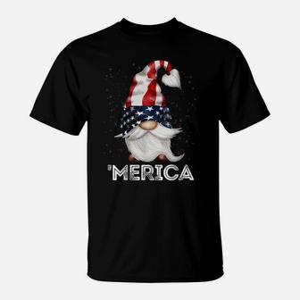 4Th Of July Patriotic Gnome American Flag Colored Gnome T-Shirt | Crazezy AU