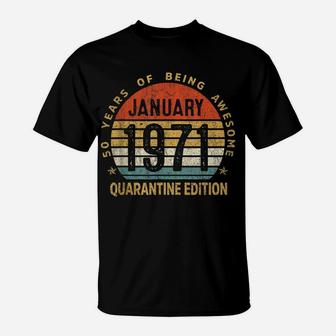 50Th Birthday Gift 50 Years Old Retro Vintage January 1971 T-Shirt | Crazezy