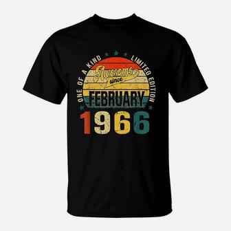 55Th Birthday Vintage February 1966 Retro 55 Years Old T-Shirt | Crazezy UK